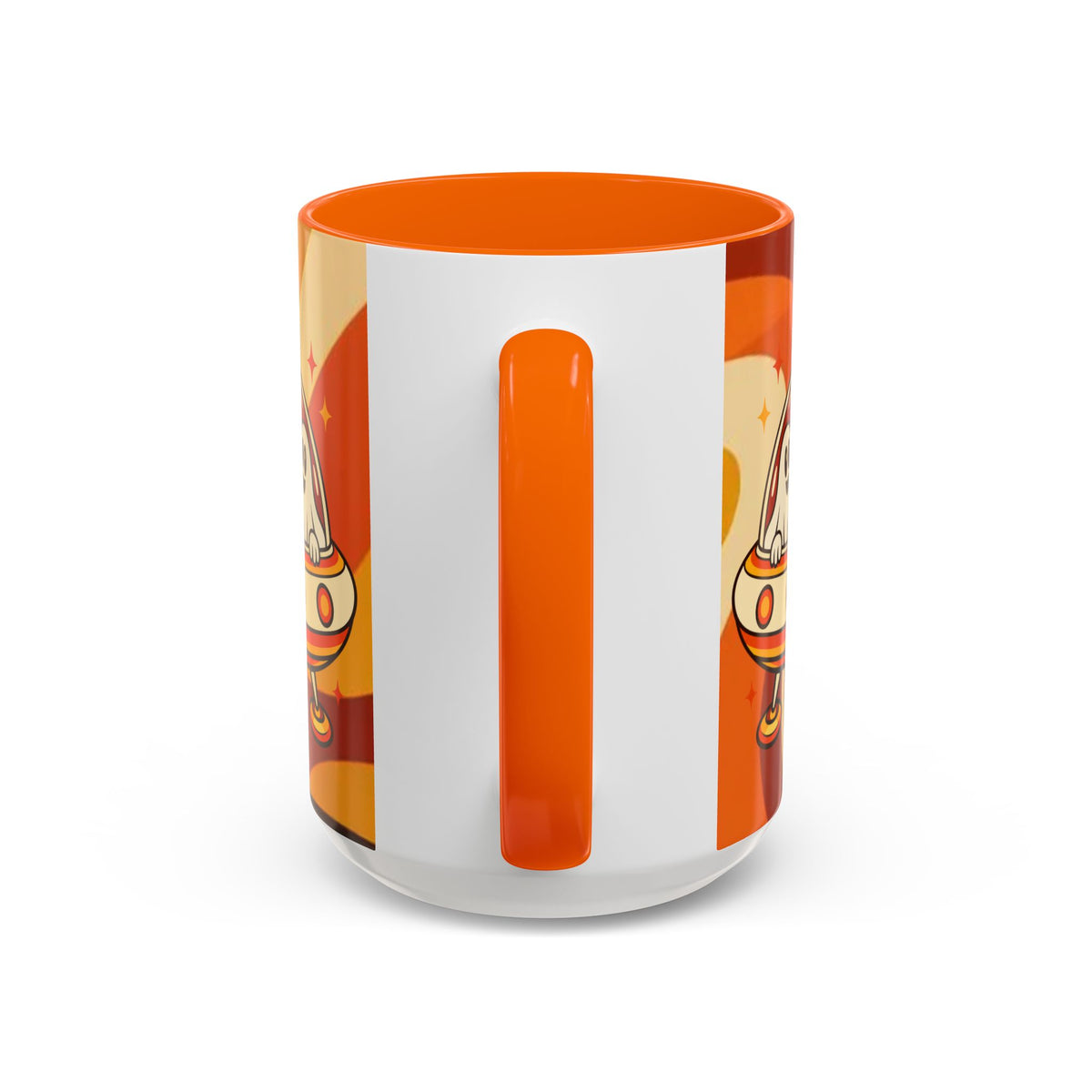 Retro Alien Friends Coffee Mug — Cute UFO, Alien, Bigfoot & Ghost Accent Mug (11/15oz)