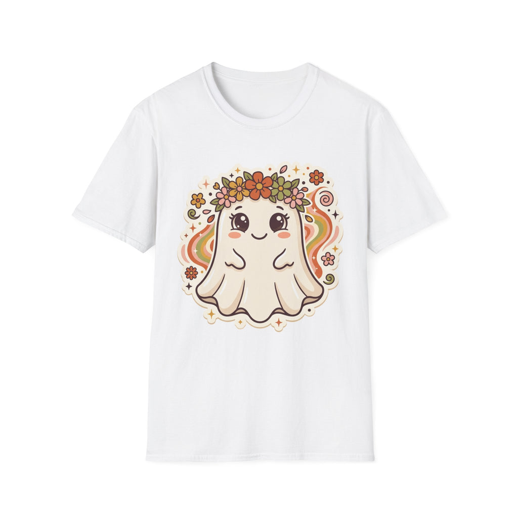 Cute Ghost Tee — Floral Flower Crown Kawaii Halloween Shirt