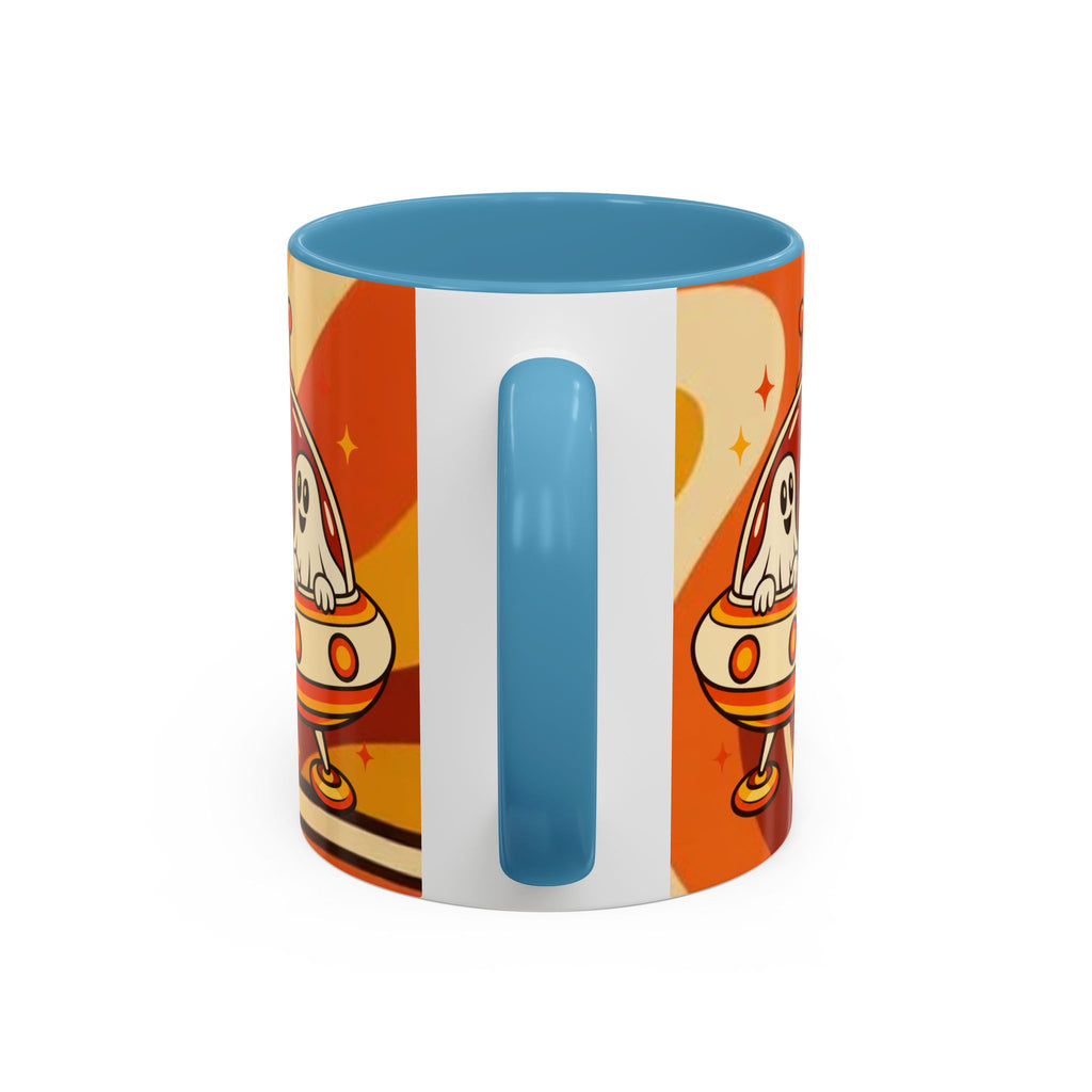 Retro Alien Friends Coffee Mug — Cute UFO, Alien, Bigfoot & Ghost Accent Mug (11/15oz)