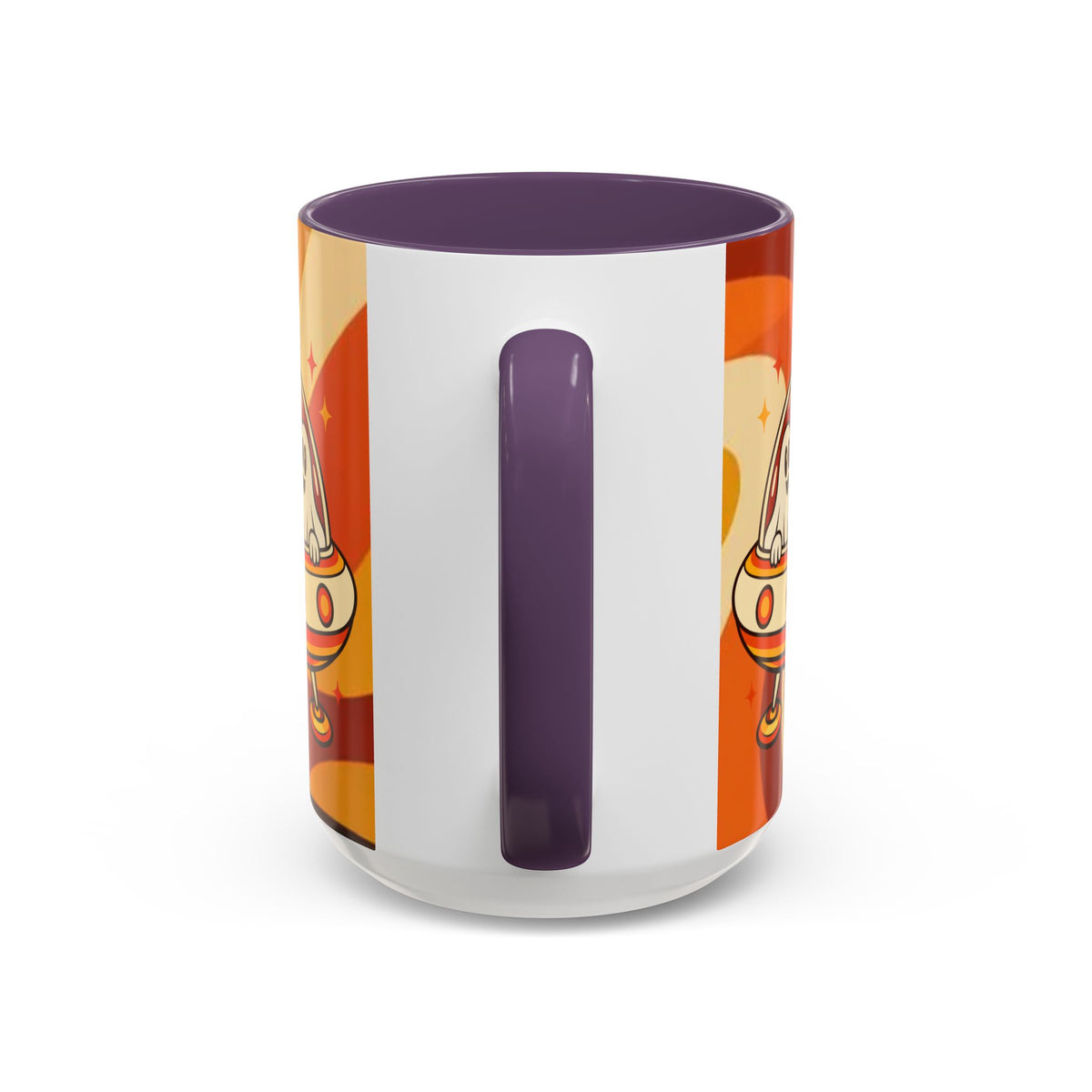 Retro Alien Friends Coffee Mug — Cute UFO, Alien, Bigfoot & Ghost Accent Mug (11/15oz)
