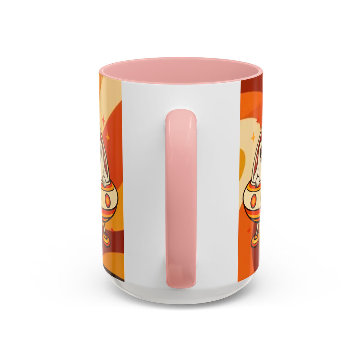 Retro Alien Friends Coffee Mug — Cute UFO, Alien, Bigfoot & Ghost Accent Mug (11/15oz)