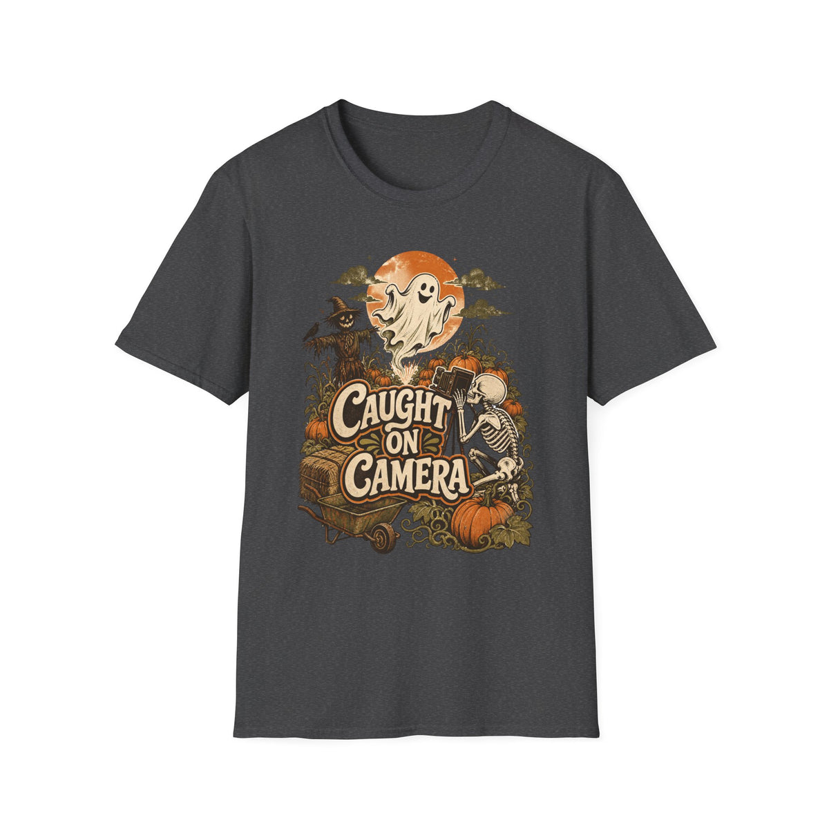 Caught on Camera Vintage T-Shirt ︱ Ghost & Skeleton Vintage Pumpkin Tee