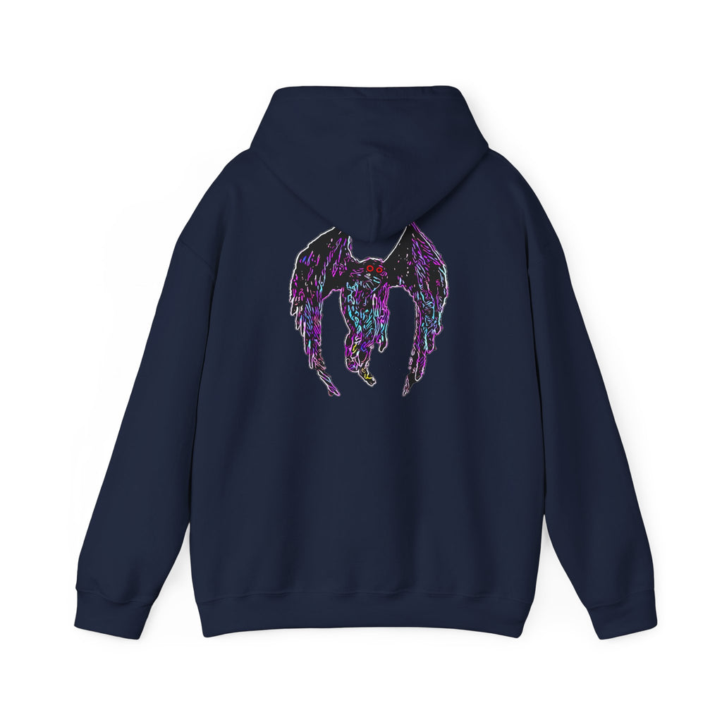 Mothman  Back Print Hoodie ︱ Neon Fallen Angel Wings Hooded sweatshirt