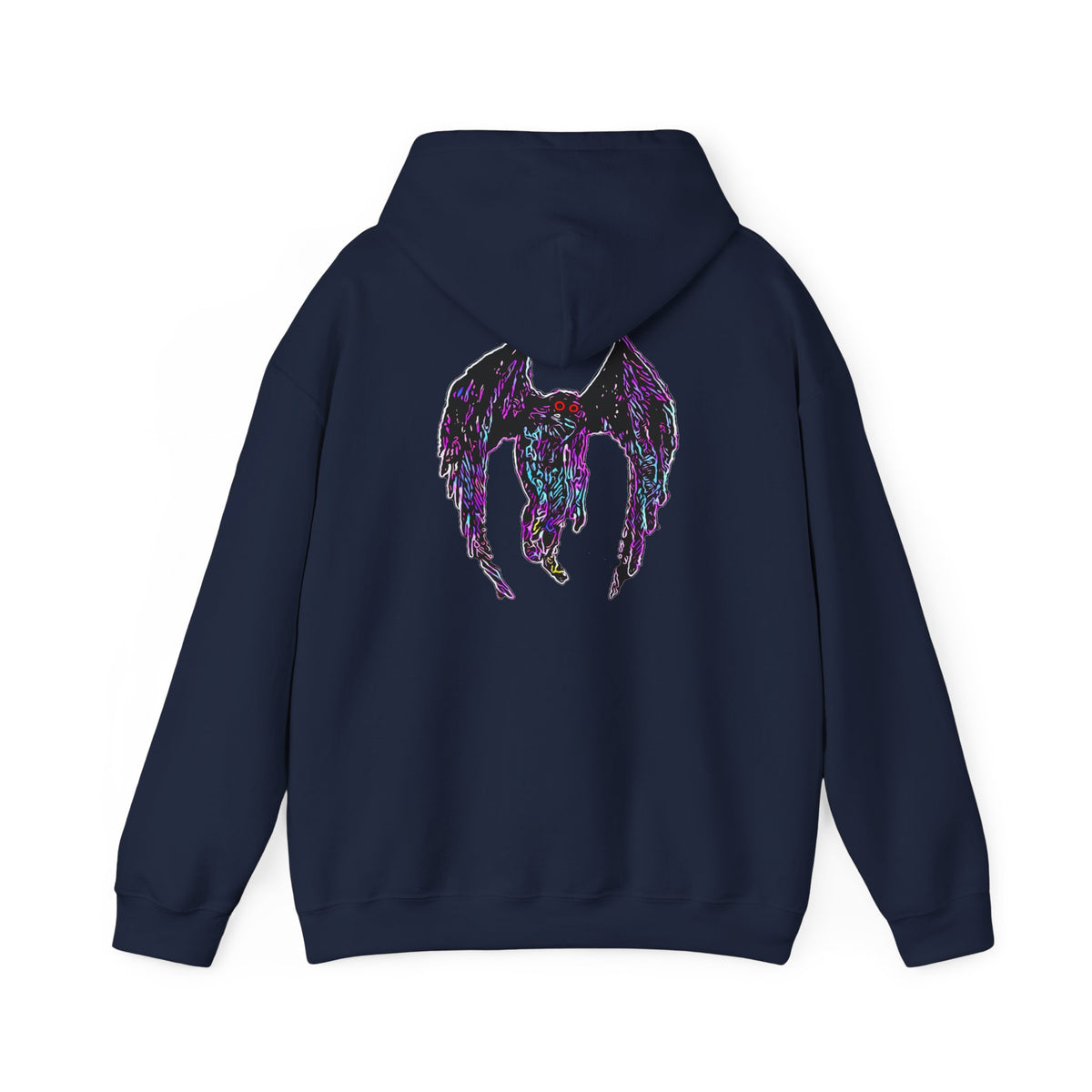 Mothman  Back Print Hoodie ︱ Neon Fallen Angel Wings Hooded sweatshirt