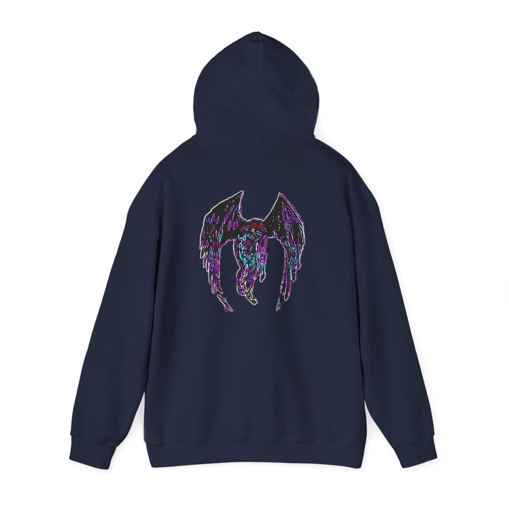 Mothman  Back Print Hoodie ︱ Neon Fallen Angel Wings Hooded sweatshirt