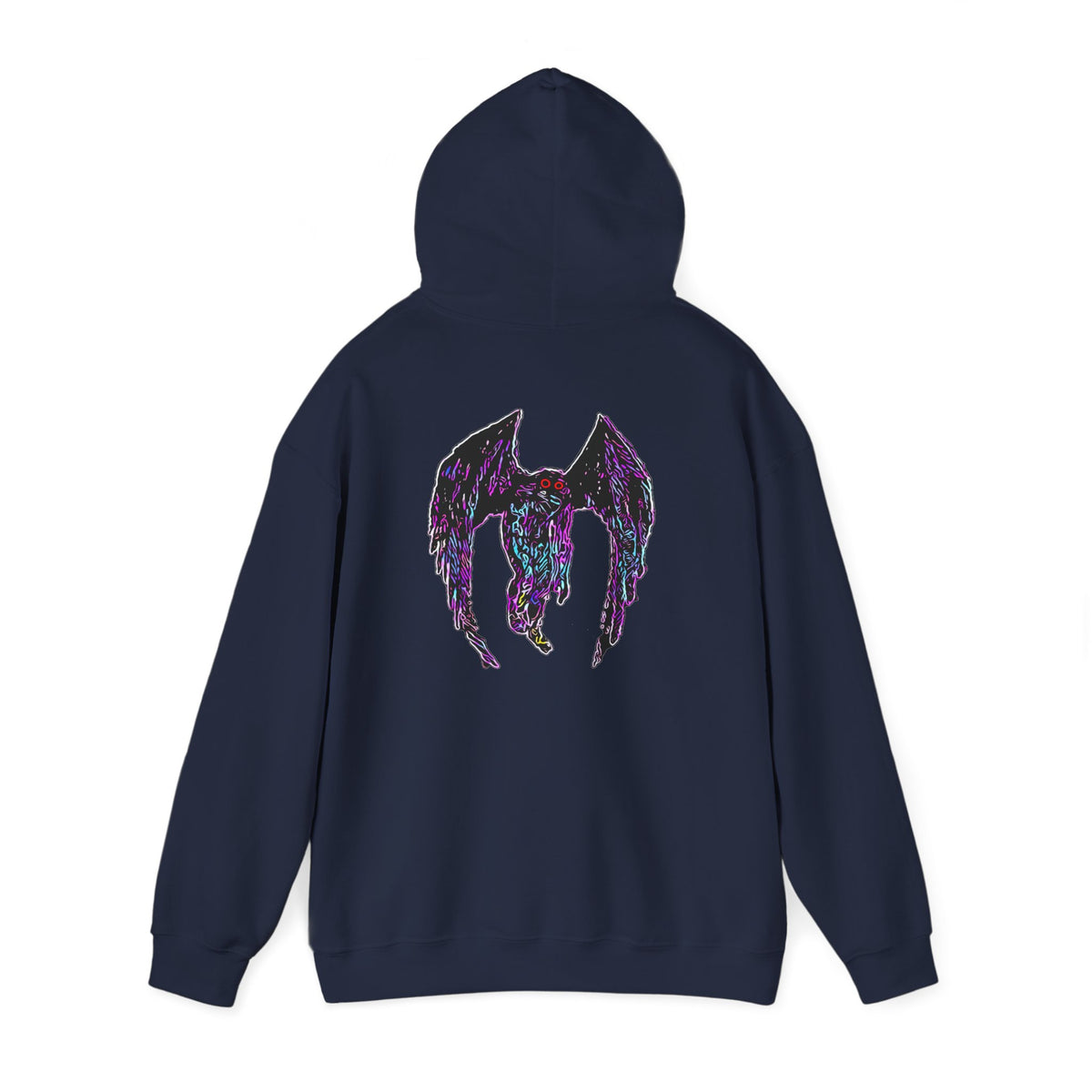Mothman  Back Print Hoodie ︱ Neon Fallen Angel Wings Hooded sweatshirt