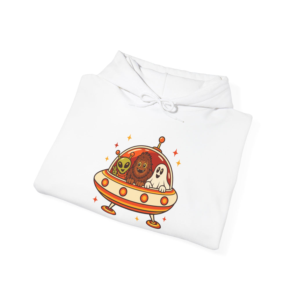P.R.O.O.F. Team in the Flying Saucer Hooded Sweatshirt | Vintage Paranormal Hoodie