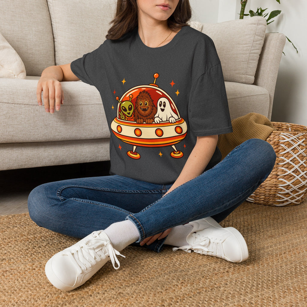 P.R.O.O.F.-Team im Fliegende-Untertasse-T-Shirt | Paranormales Vintage-Shirt