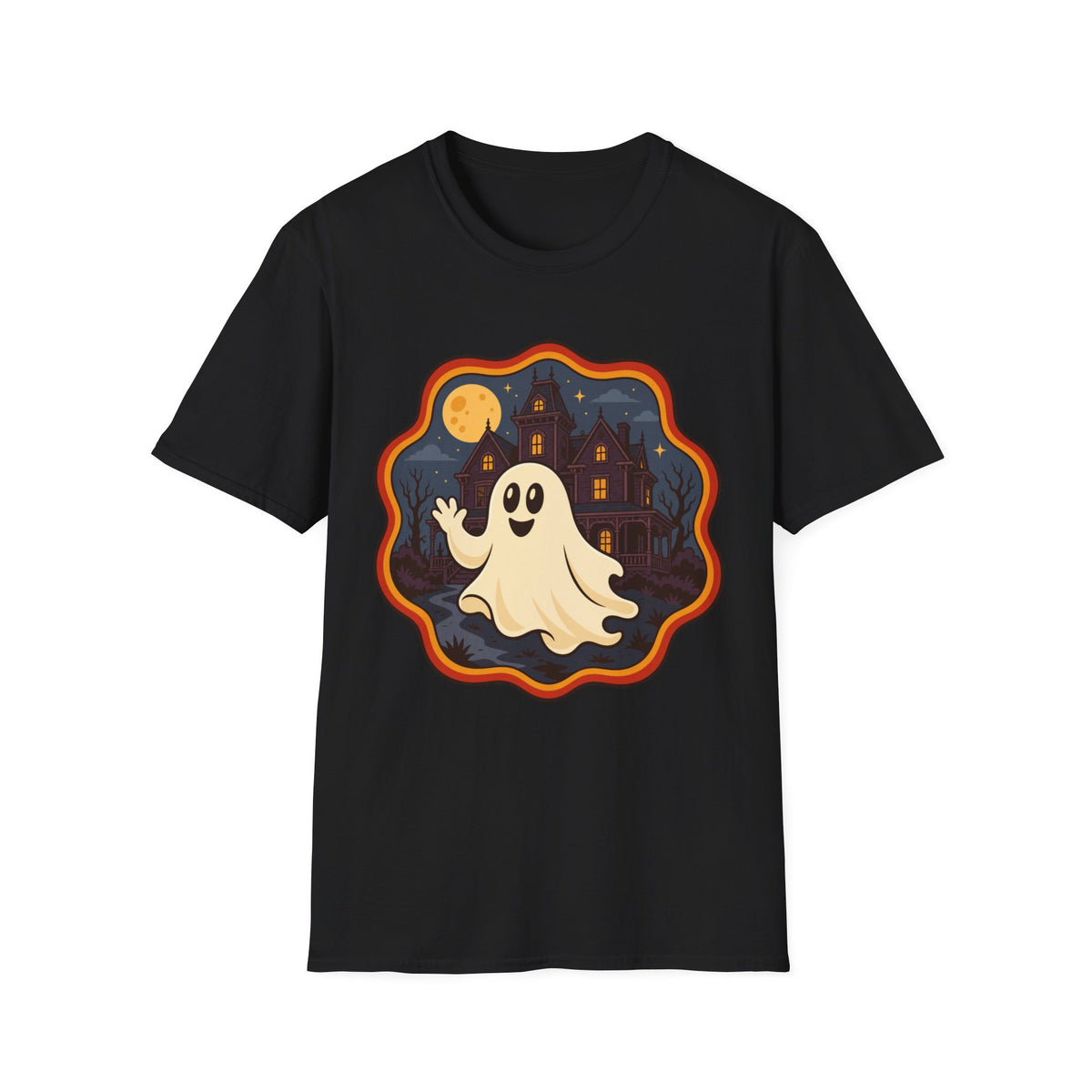 Spooklee the Spectral Ghost T-Shirt | Kawaii ghost Waving Tee