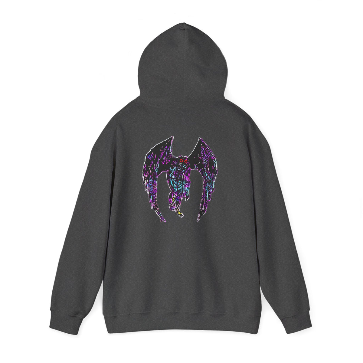 Mothman  Back Print Hoodie ︱ Neon Fallen Angel Wings Hooded sweatshirt