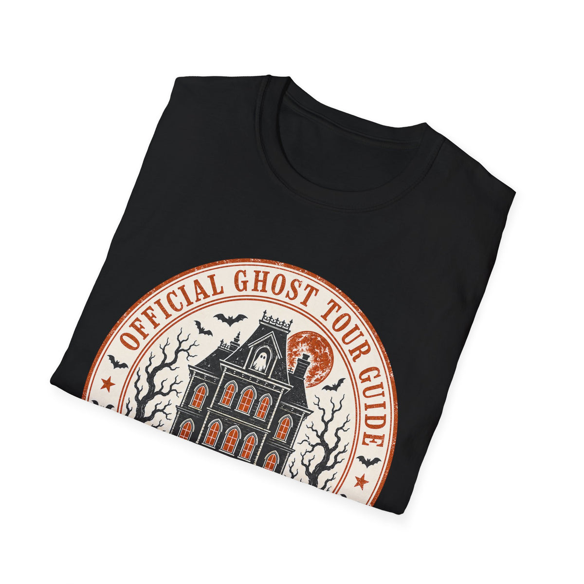 Retro Haunted Tour Guide Badge T-Shirt — Retro badge with Manor Design