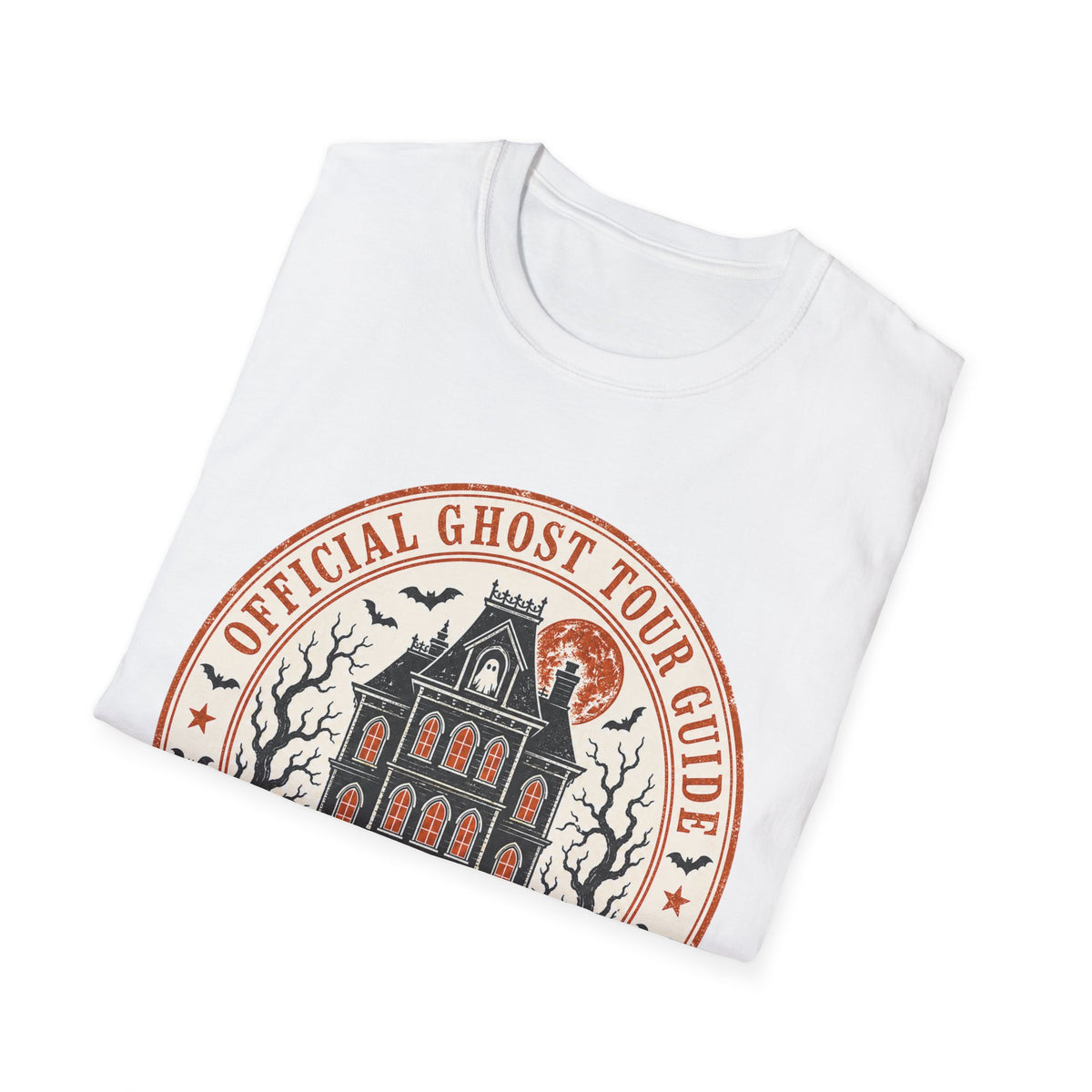 Retro Haunted Tour Guide Badge T-Shirt — Retro badge with Manor Design