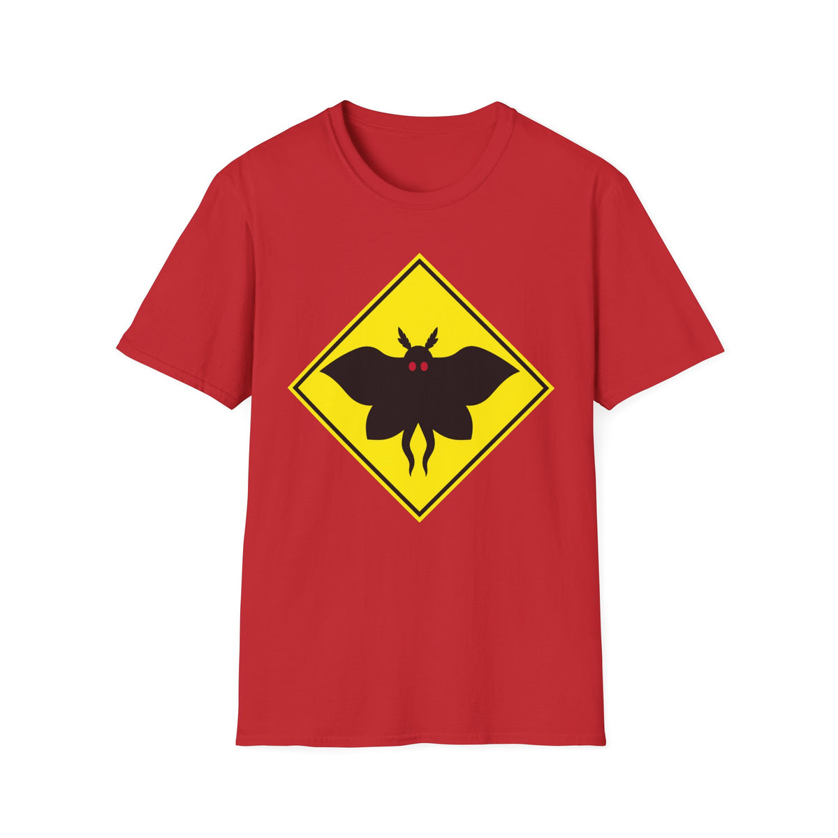 Mothman Crossing  T-Shirt ︱ Retro Yellow Warning Sign Tee