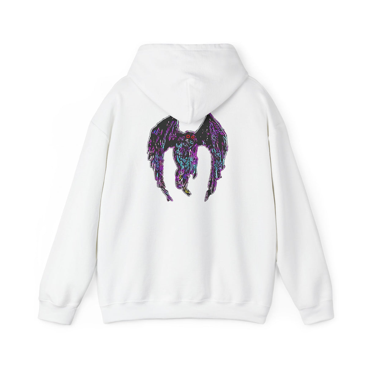 Mothman  Back Print Hoodie ︱ Neon Fallen Angel Wings Hooded sweatshirt
