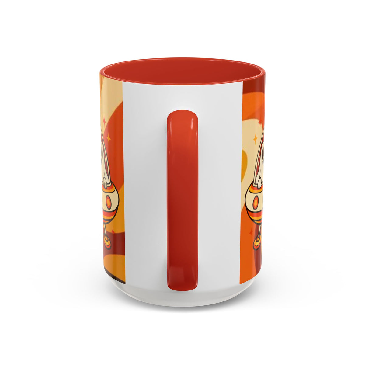 Retro Alien Friends Coffee Mug — Cute UFO, Alien, Bigfoot & Ghost Accent Mug (11/15oz)