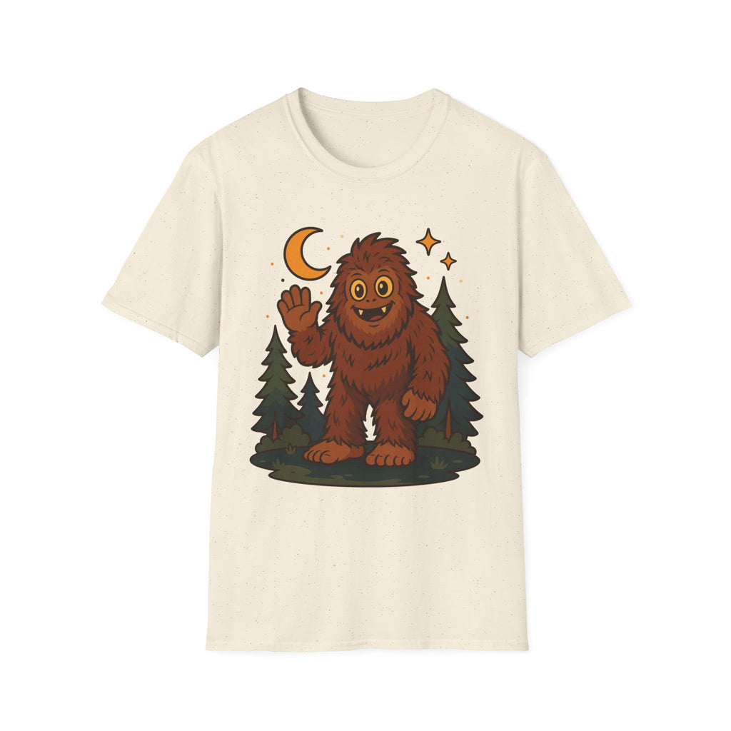Barkleef das Bigfoot T-Shirt | Süßes Sasquatch-Shirt mit winkendem Motiv