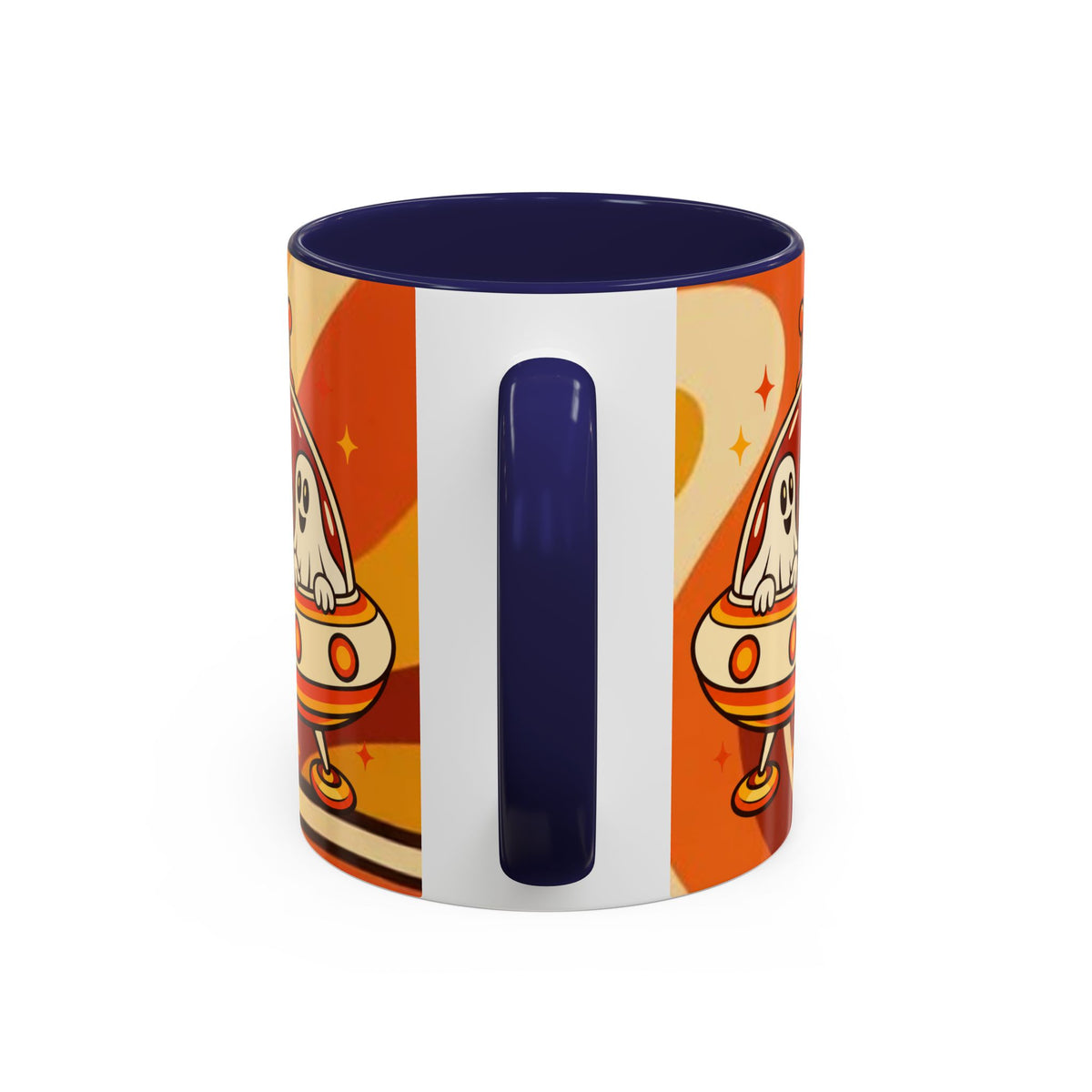 Retro Alien Friends Coffee Mug — Cute UFO, Alien, Bigfoot & Ghost Accent Mug (11/15oz)