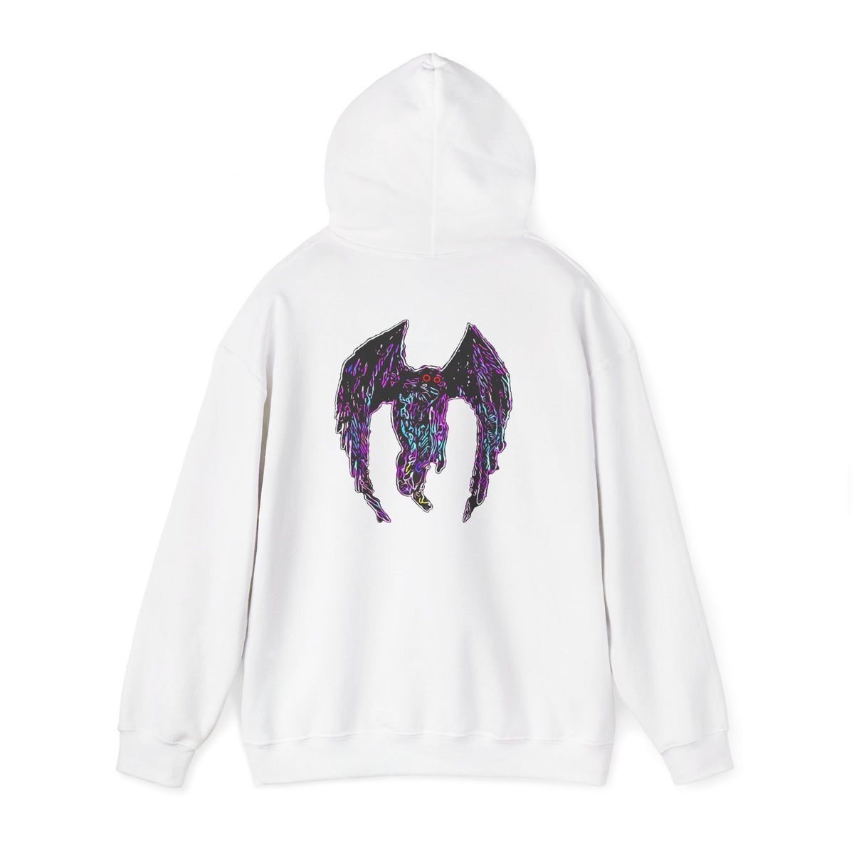 Mothman  Back Print Hoodie ︱ Neon Fallen Angel Wings Hooded sweatshirt