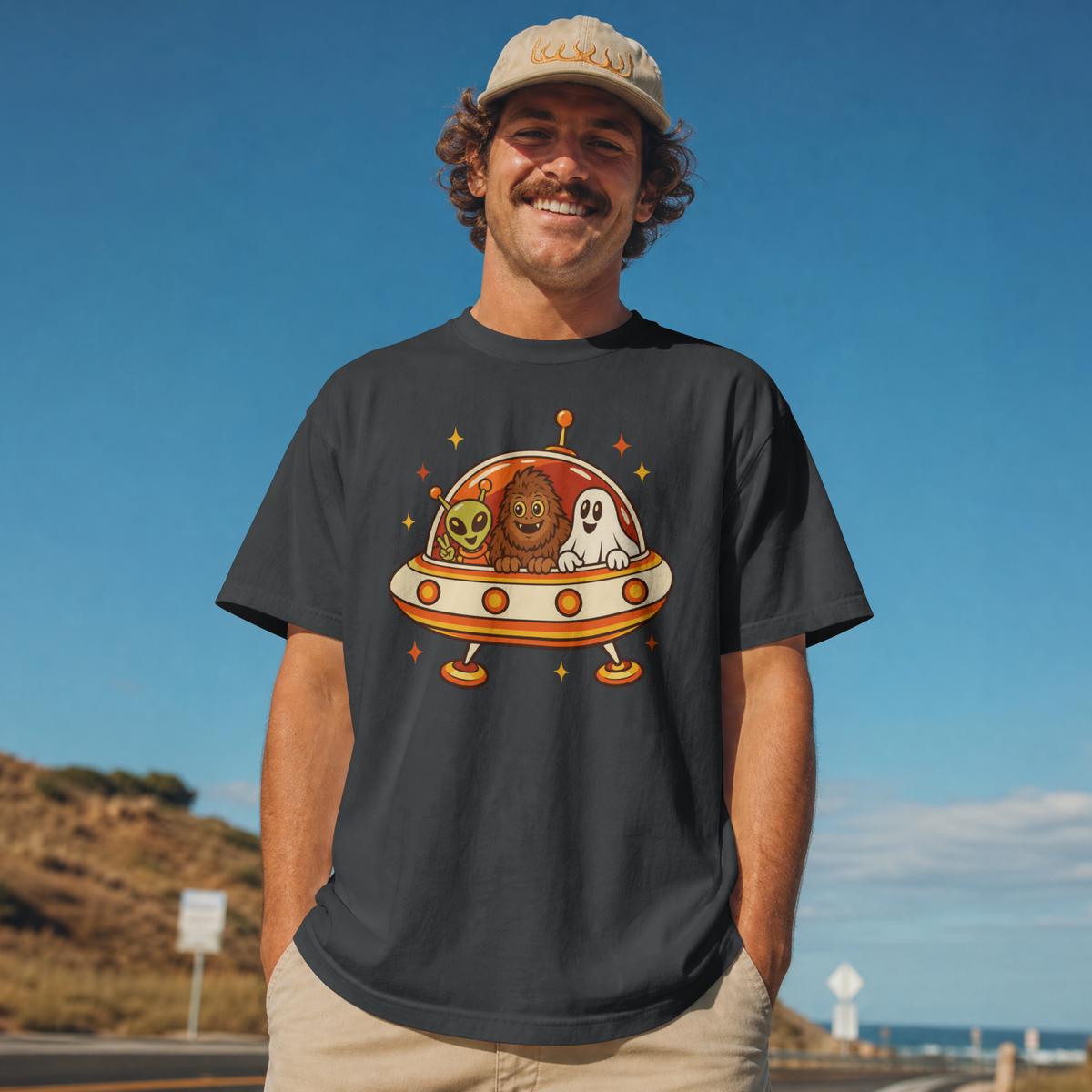 P.R.O.O.F. Team in the Flying Saucer T-Shirt | Vintage Paranormal Tee