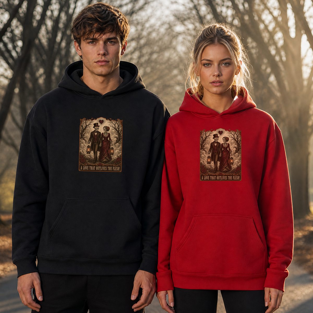 A LOVE THAT OUTLIVES THE FLESH! Graphic Hoodie︱Couples Dark Romance