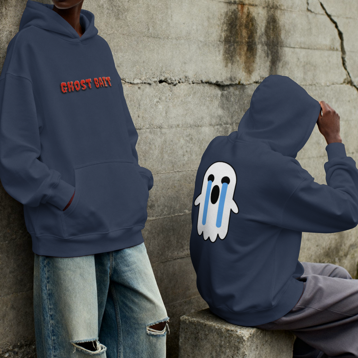 Ghost Bait Hoodie ︱ Crying Ghost Graphic Hooded Sweatshirt