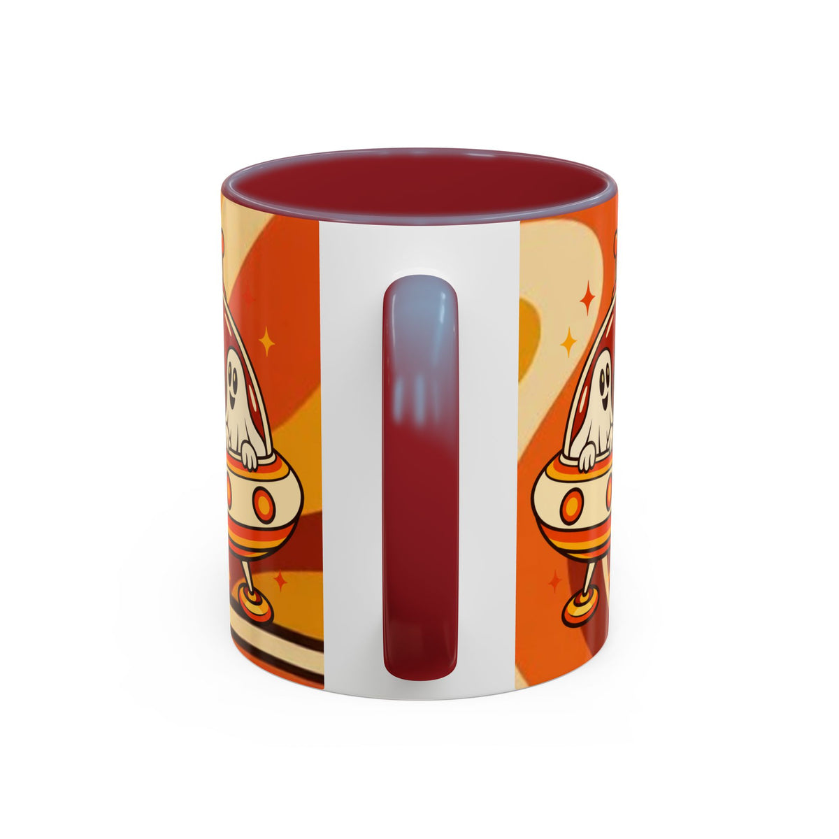 Retro Alien Friends Coffee Mug — Cute UFO, Alien, Bigfoot & Ghost Accent Mug (11/15oz)