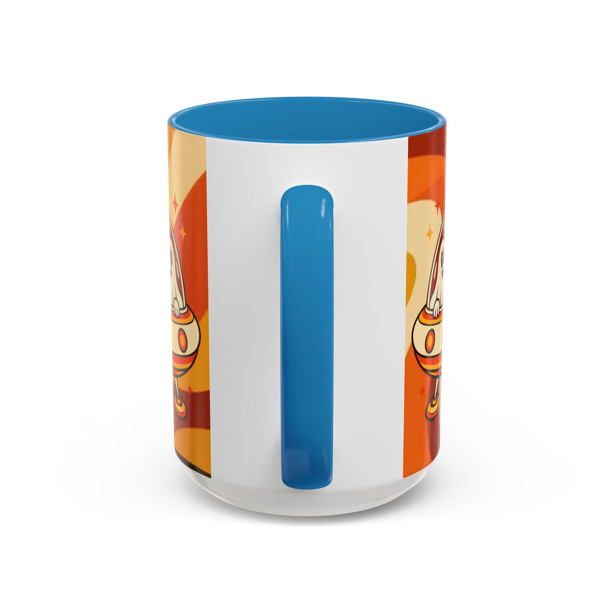 Retro Alien Friends Coffee Mug — Cute UFO, Alien, Bigfoot & Ghost Accent Mug (11/15oz)