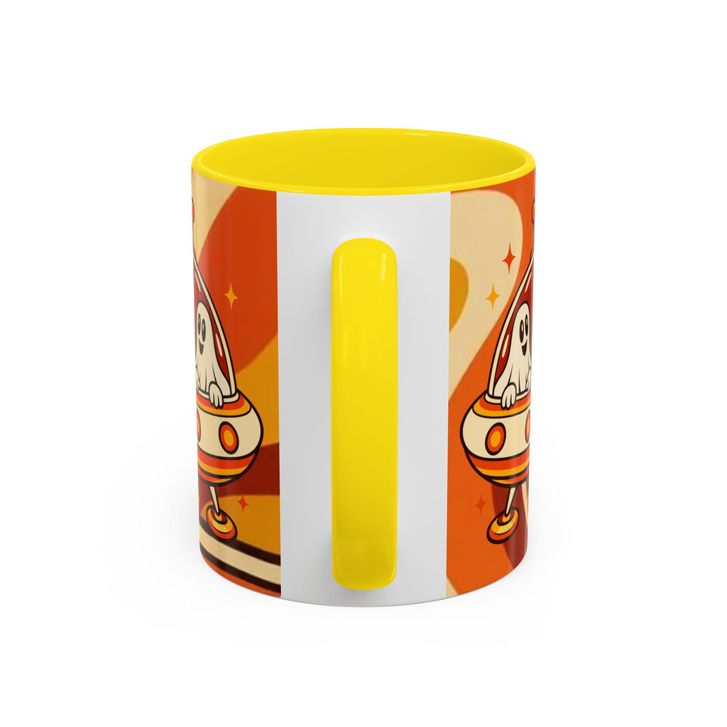Retro Alien Friends Coffee Mug — Cute UFO, Alien, Bigfoot & Ghost Accent Mug (11/15oz)
