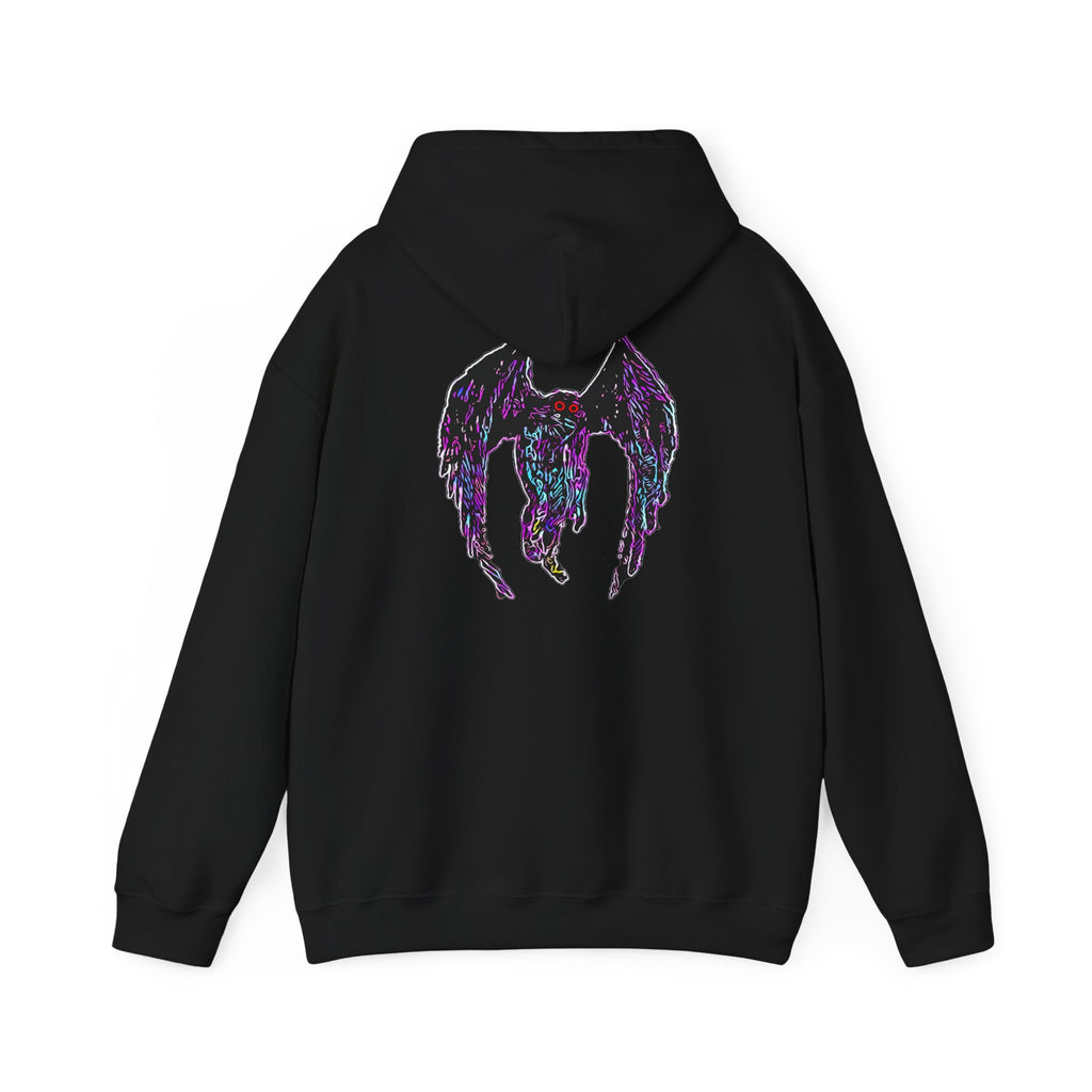 Mothman  Back Print Hoodie ︱ Neon Fallen Angel Wings Hooded sweatshirt