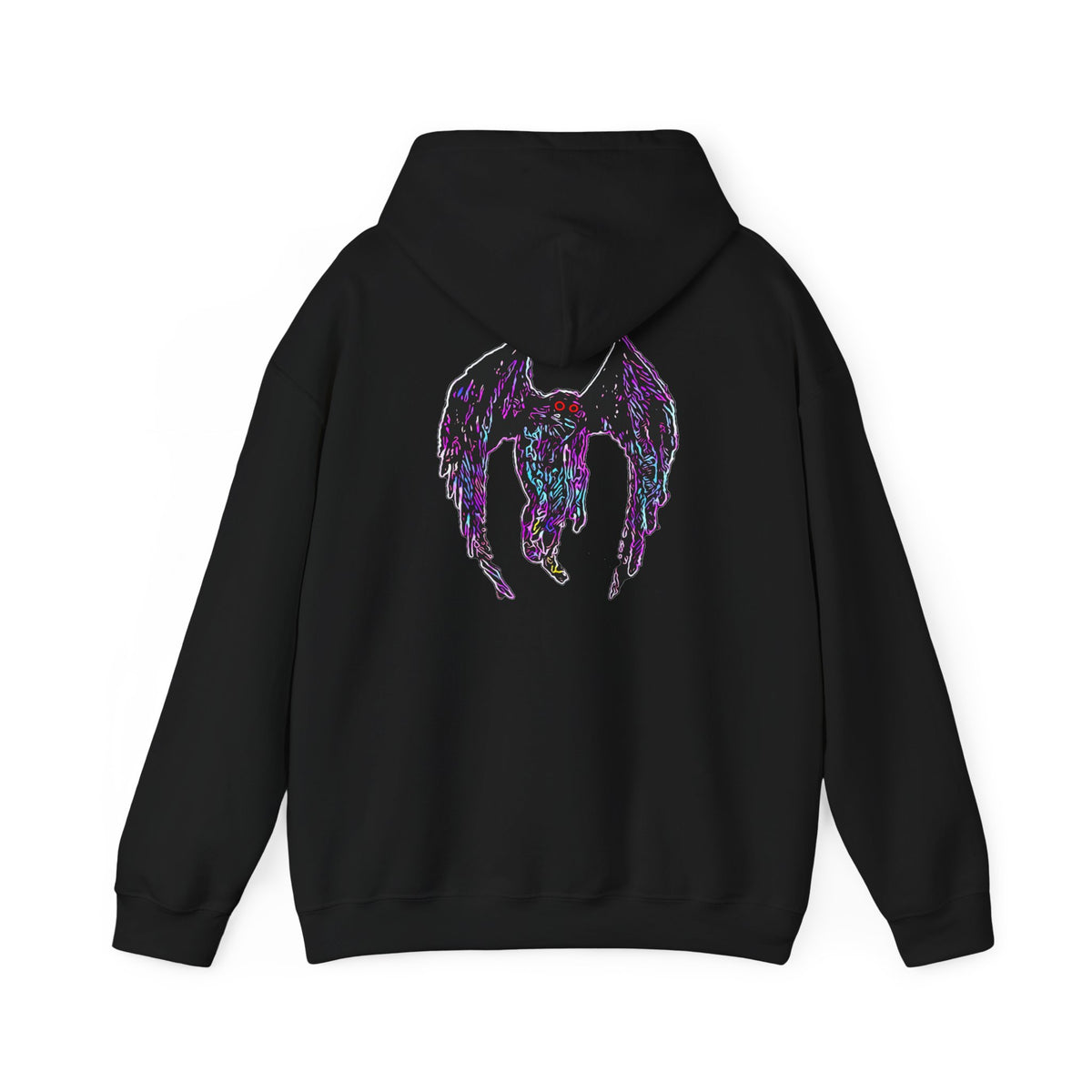 Mothman  Back Print Hoodie ︱ Neon Fallen Angel Wings Hooded sweatshirt