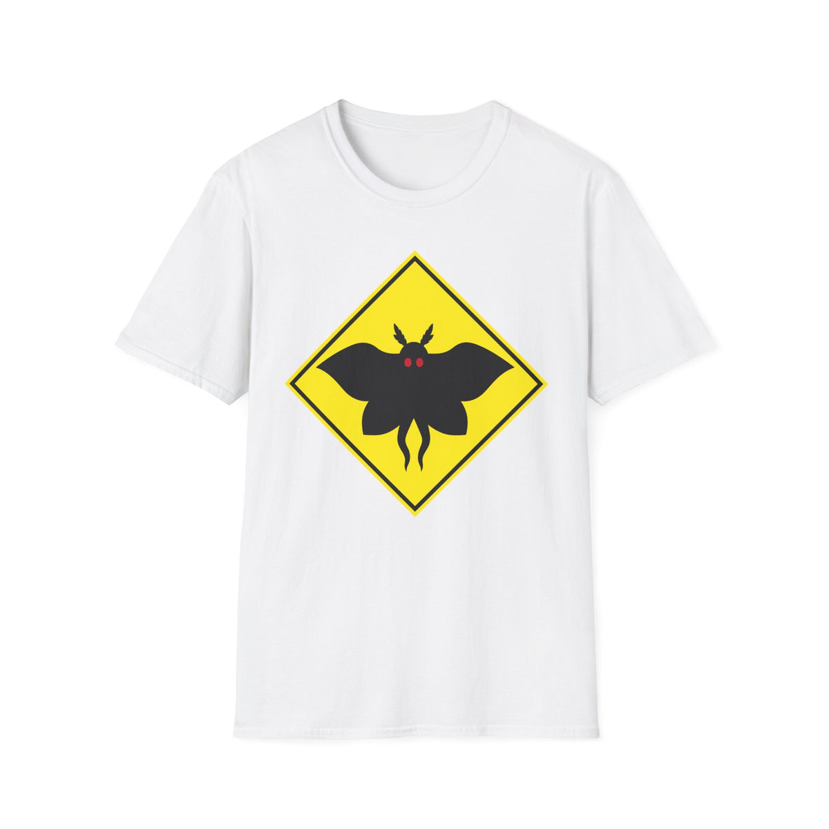 Mothman Crossing  T-Shirt ︱ Retro Yellow Warning Sign Tee