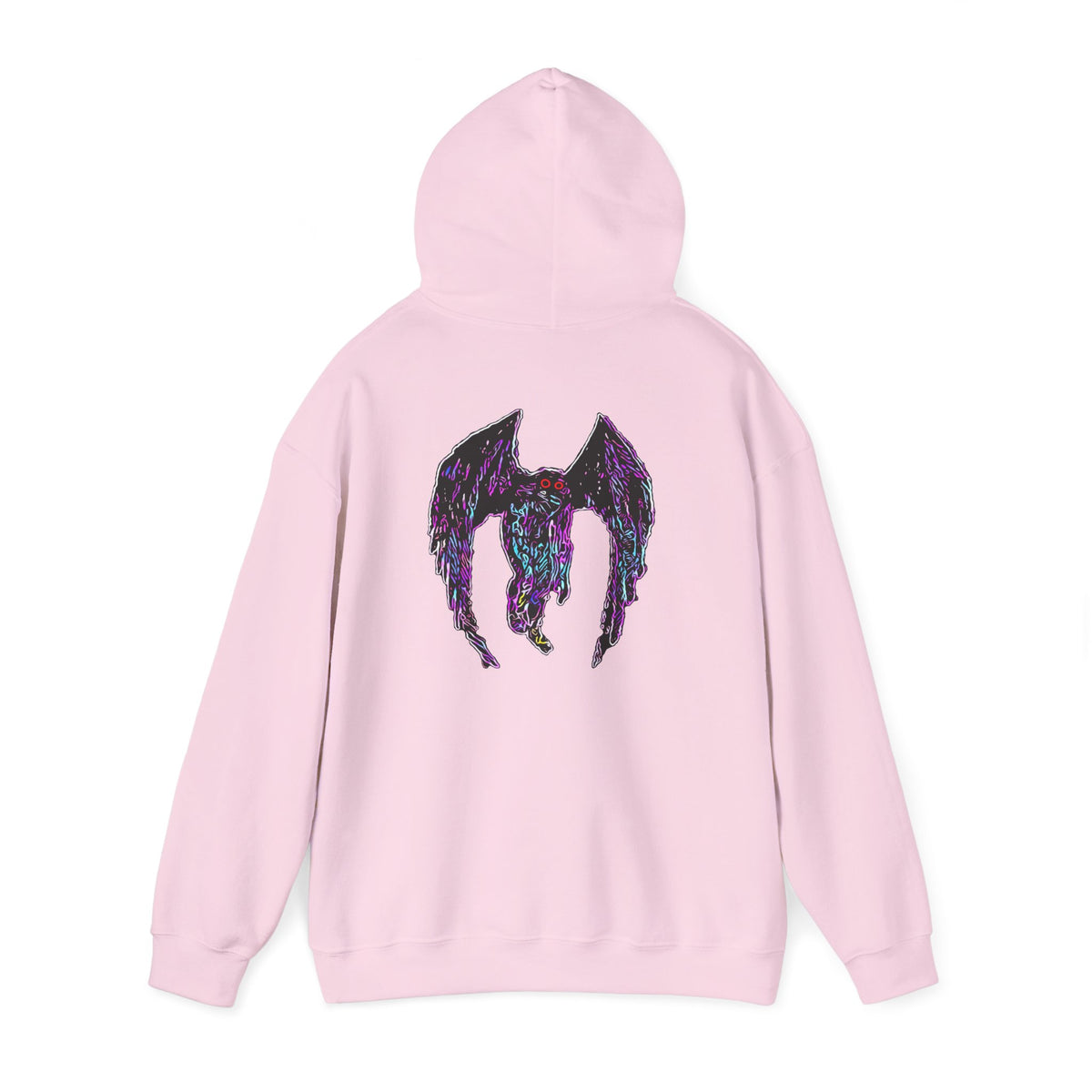 Mothman  Back Print Hoodie ︱ Neon Fallen Angel Wings Hooded sweatshirt