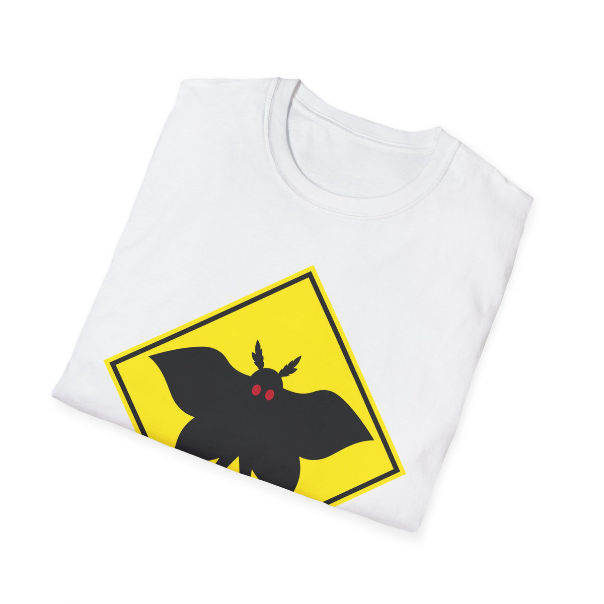 Mothman Crossing  T-Shirt ︱ Retro Yellow Warning Sign Tee