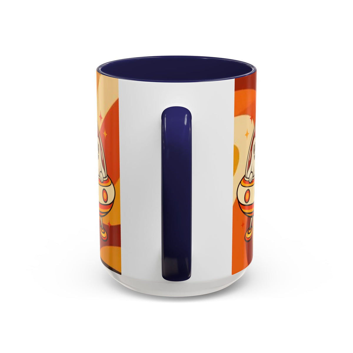 Retro Alien Friends Coffee Mug — Cute UFO, Alien, Bigfoot & Ghost Accent Mug (11/15oz)