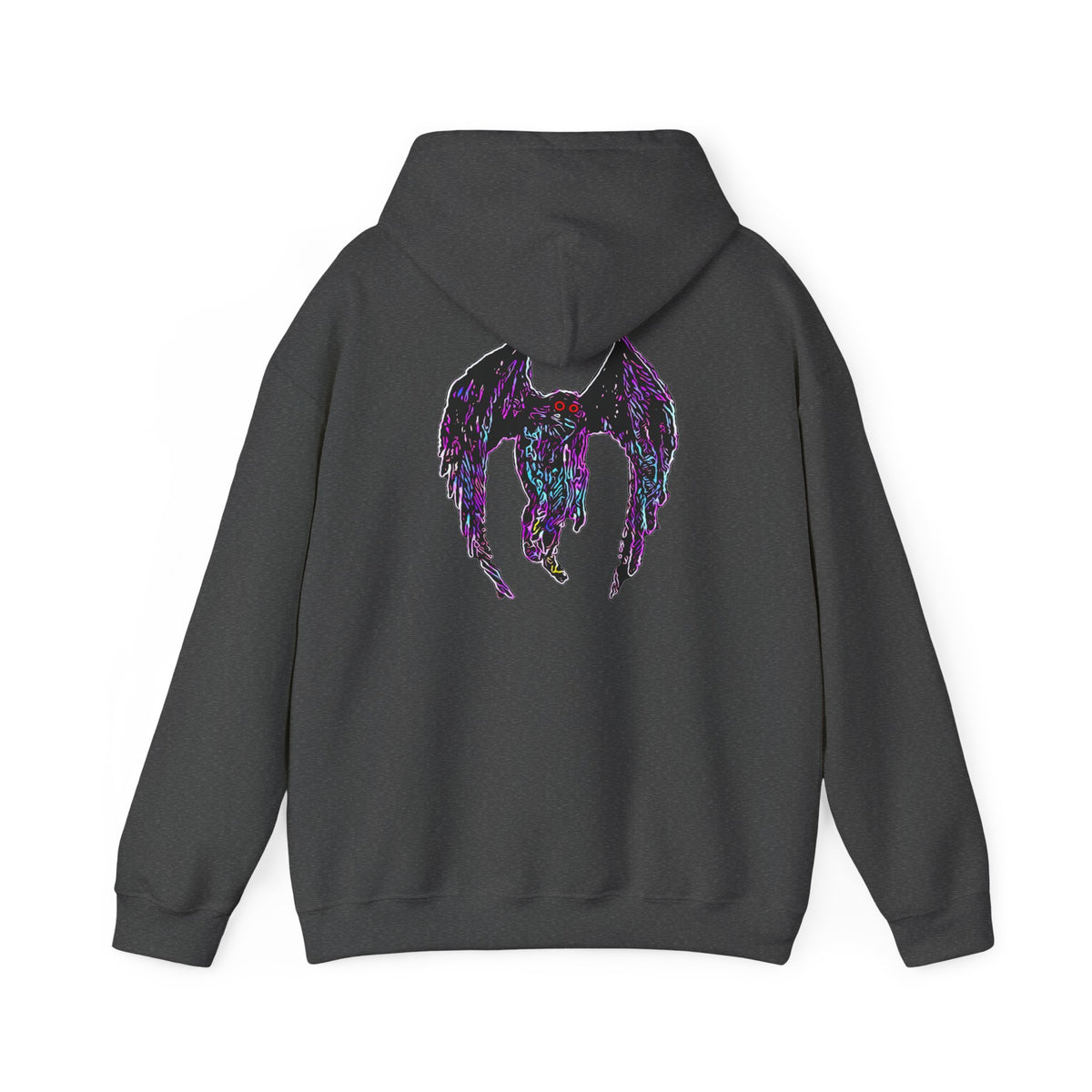 Mothman  Back Print Hoodie ︱ Neon Fallen Angel Wings Hooded sweatshirt