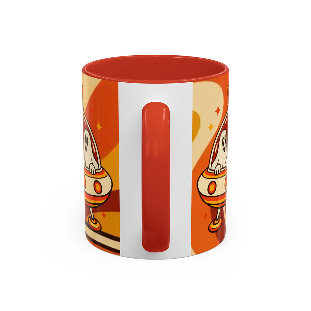 Retro Alien Friends Coffee Mug — Cute UFO, Alien, Bigfoot & Ghost Accent Mug (11/15oz)