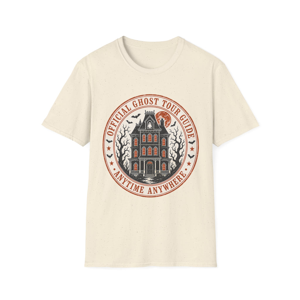 Retro Haunted Tour Guide Badge T-Shirt — Retro badge with Manor Design