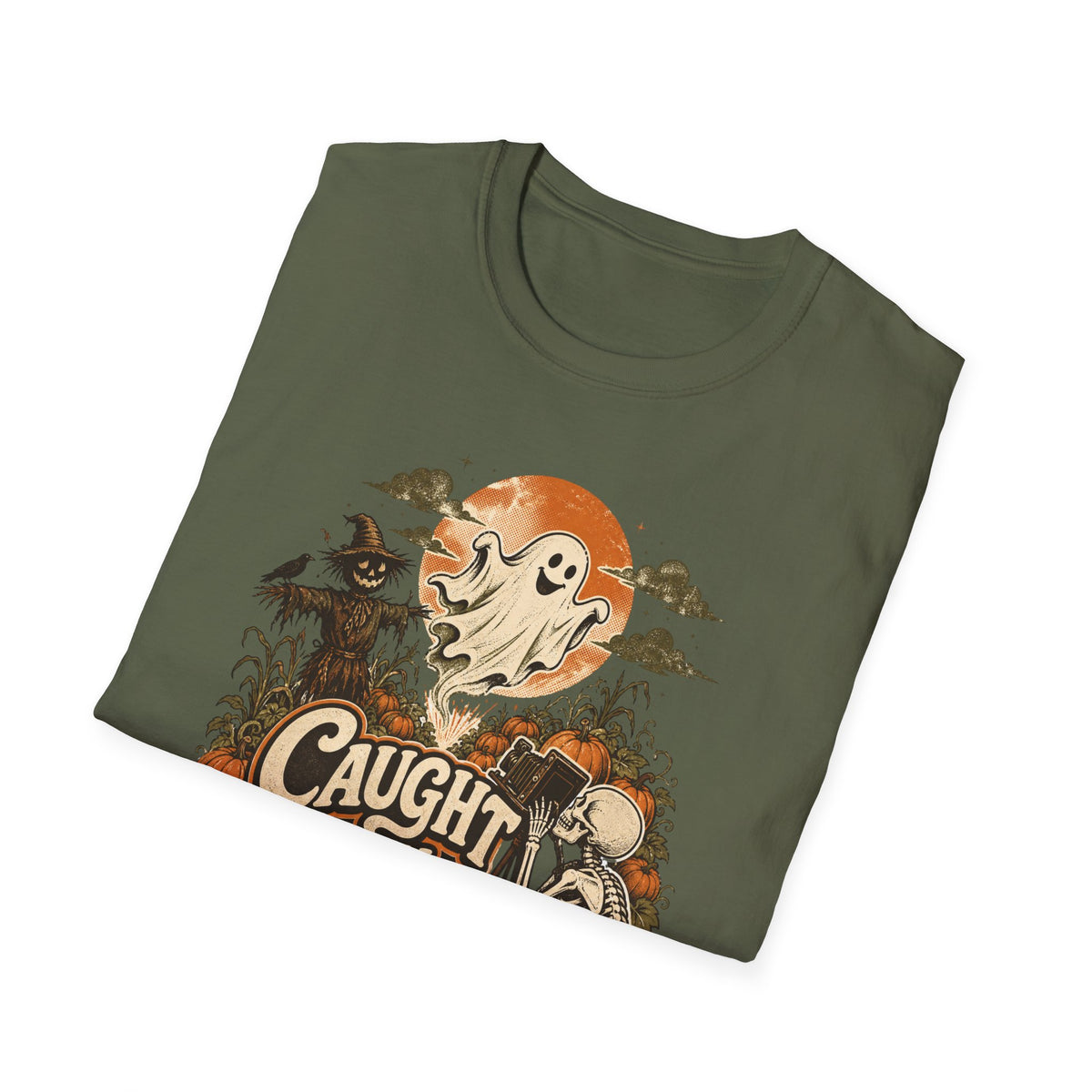 Caught on Camera Vintage T-Shirt ︱ Ghost & Skeleton Vintage Pumpkin Tee