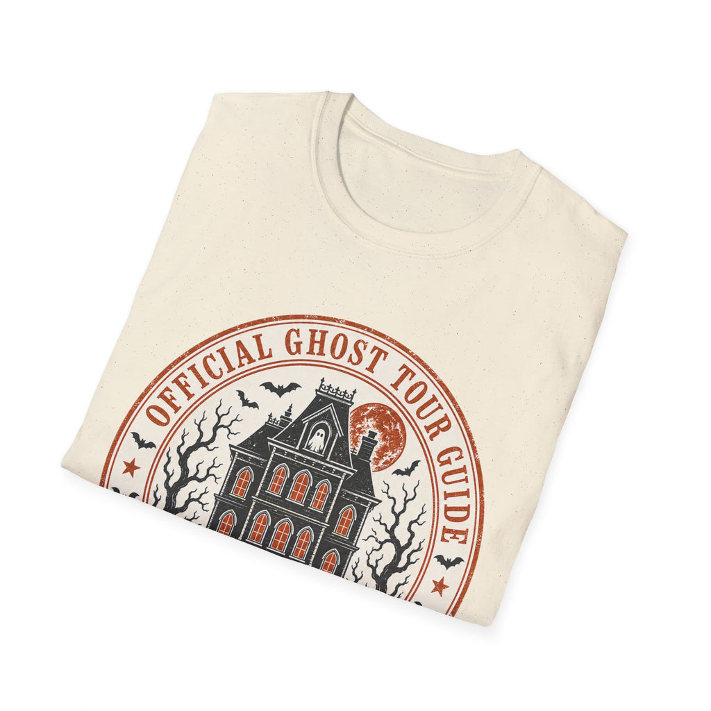 Retro Haunted Tour Guide Badge T-Shirt — Retro badge with Manor Design
