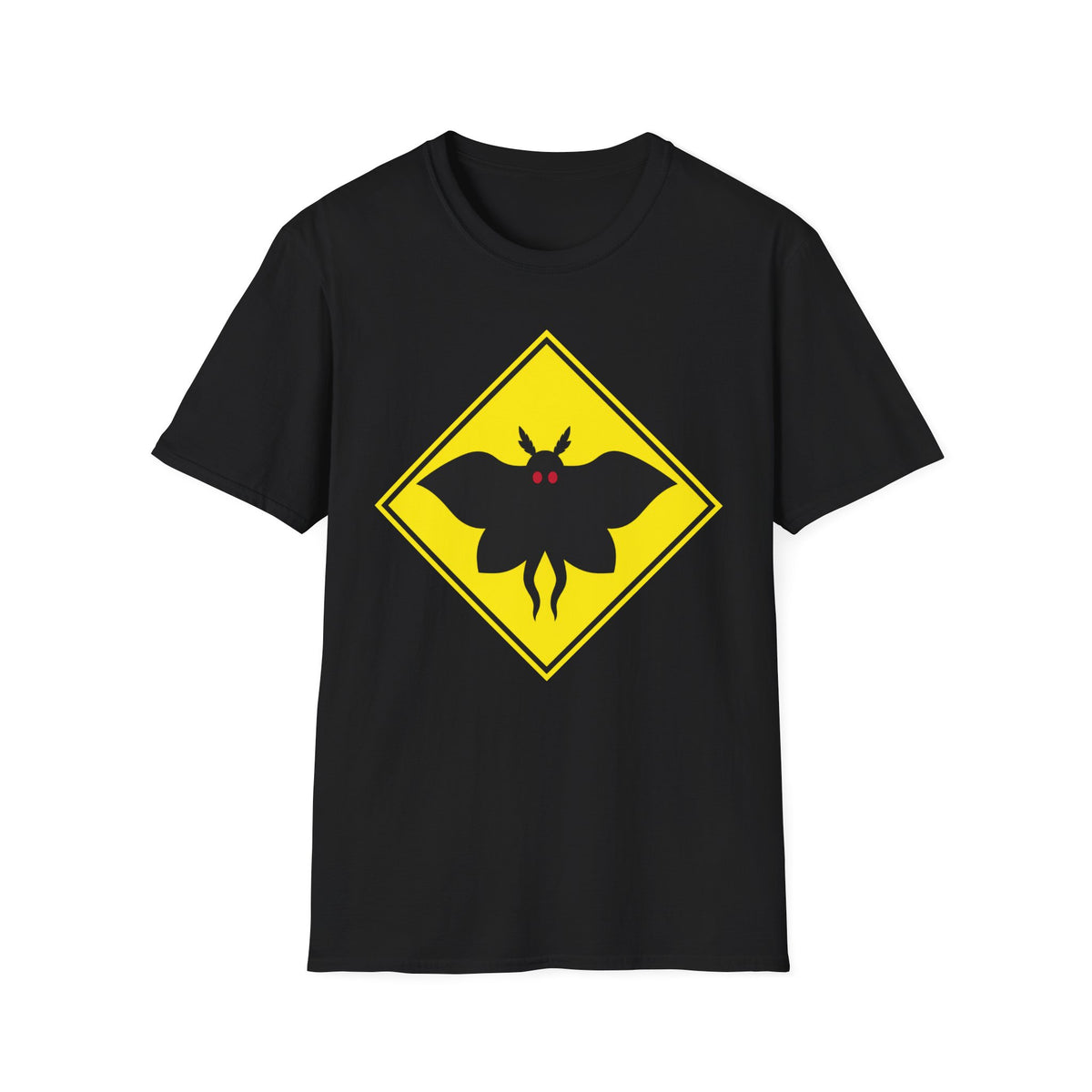 Mothman Crossing  T-Shirt ︱ Retro Yellow Warning Sign Tee