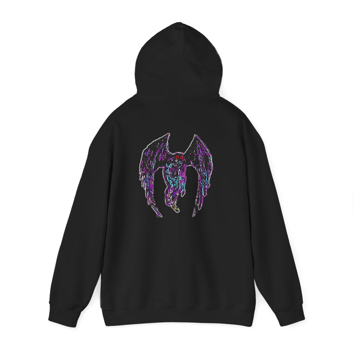 Mothman  Back Print Hoodie ︱ Neon Fallen Angel Wings Hooded sweatshirt
