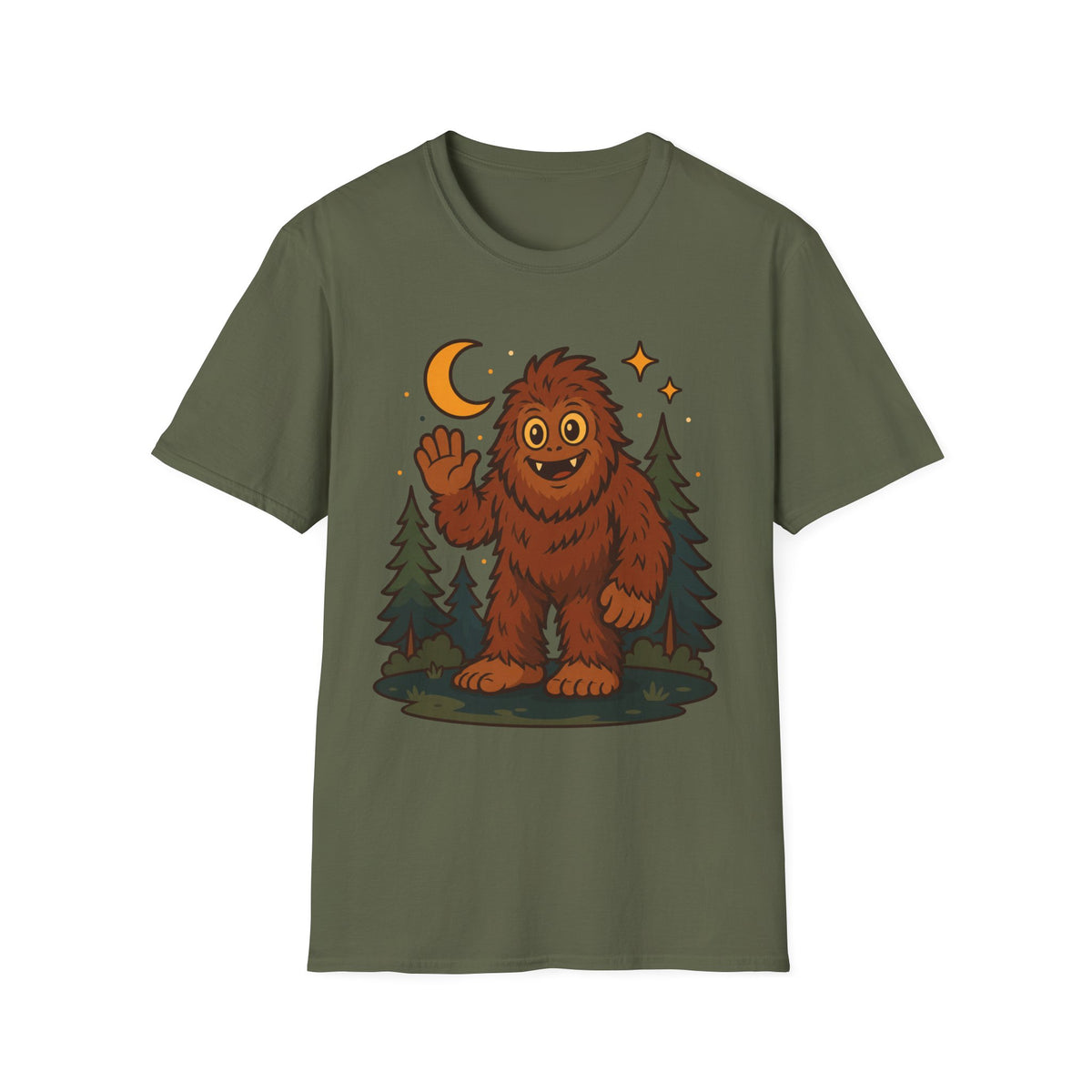 Barkleef the Bigfoot T-Shirt | Cute Sasquatch Waving Tee