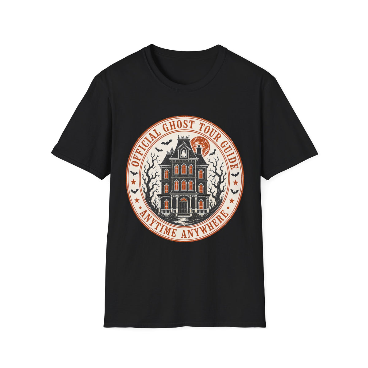 Retro Haunted Tour Guide Badge T-Shirt — Retro badge with Manor Design