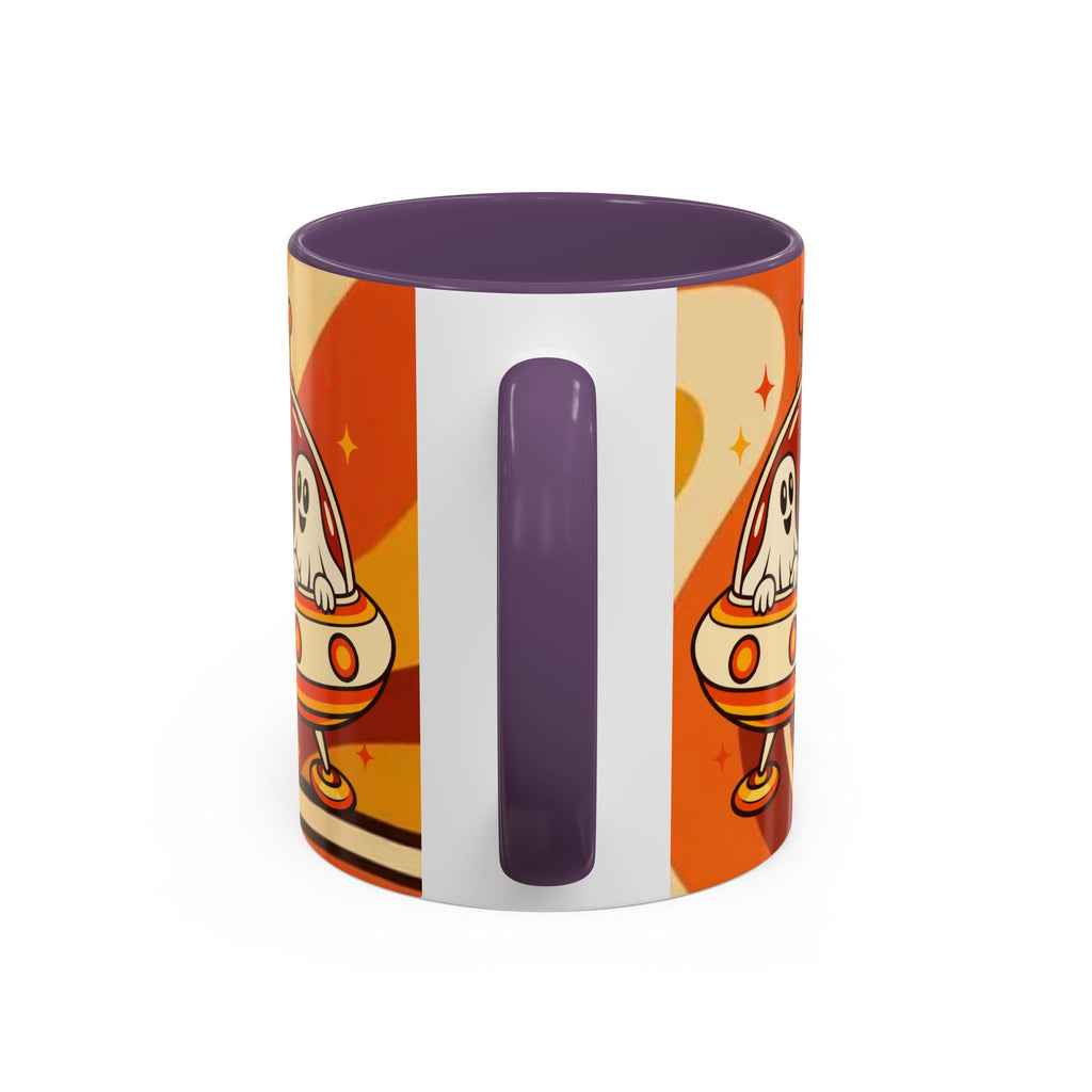 Retro Alien Friends Coffee Mug — Cute UFO, Alien, Bigfoot & Ghost Accent Mug (11/15oz)