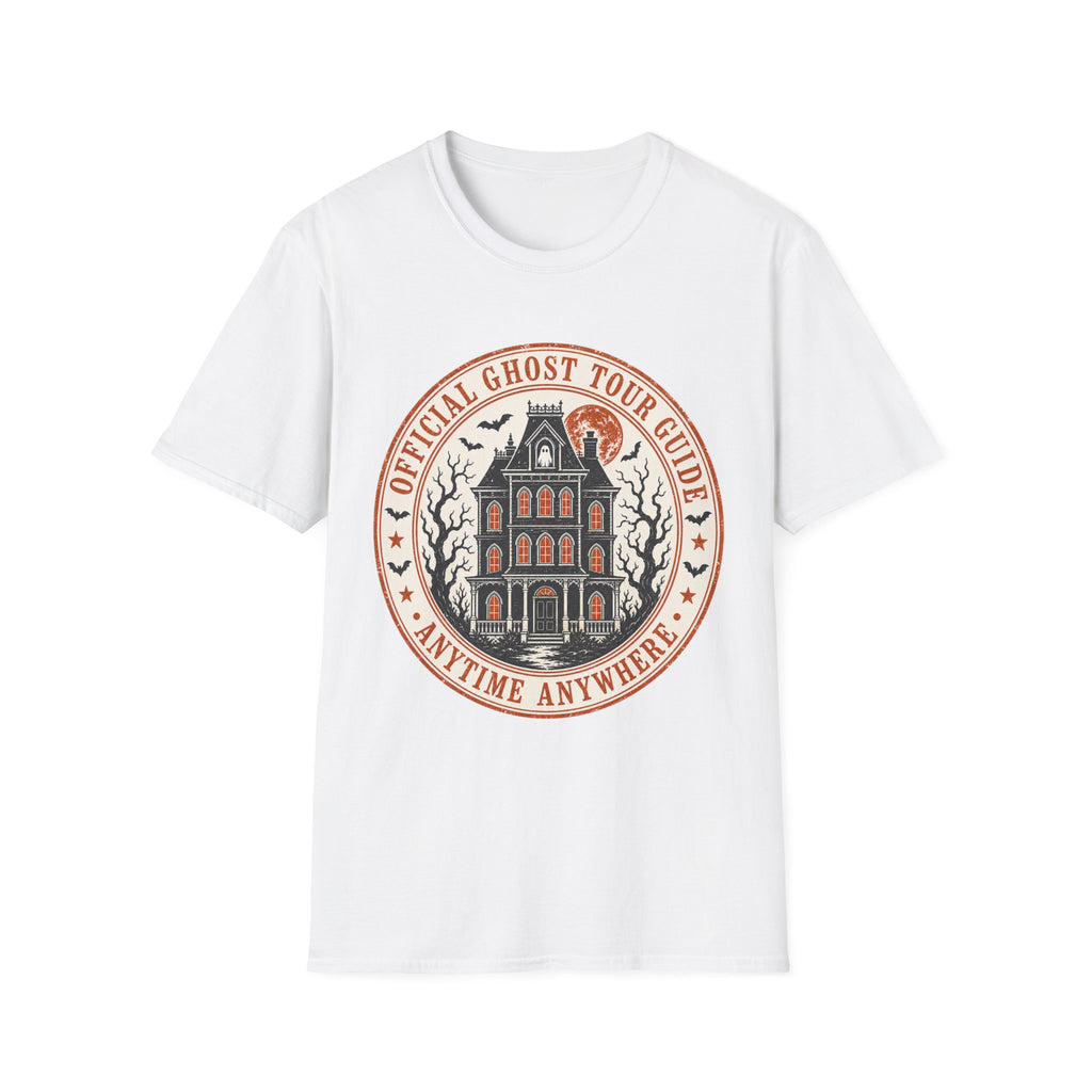 Retro Haunted Tour Guide Badge T-Shirt — Retro badge with Manor Design