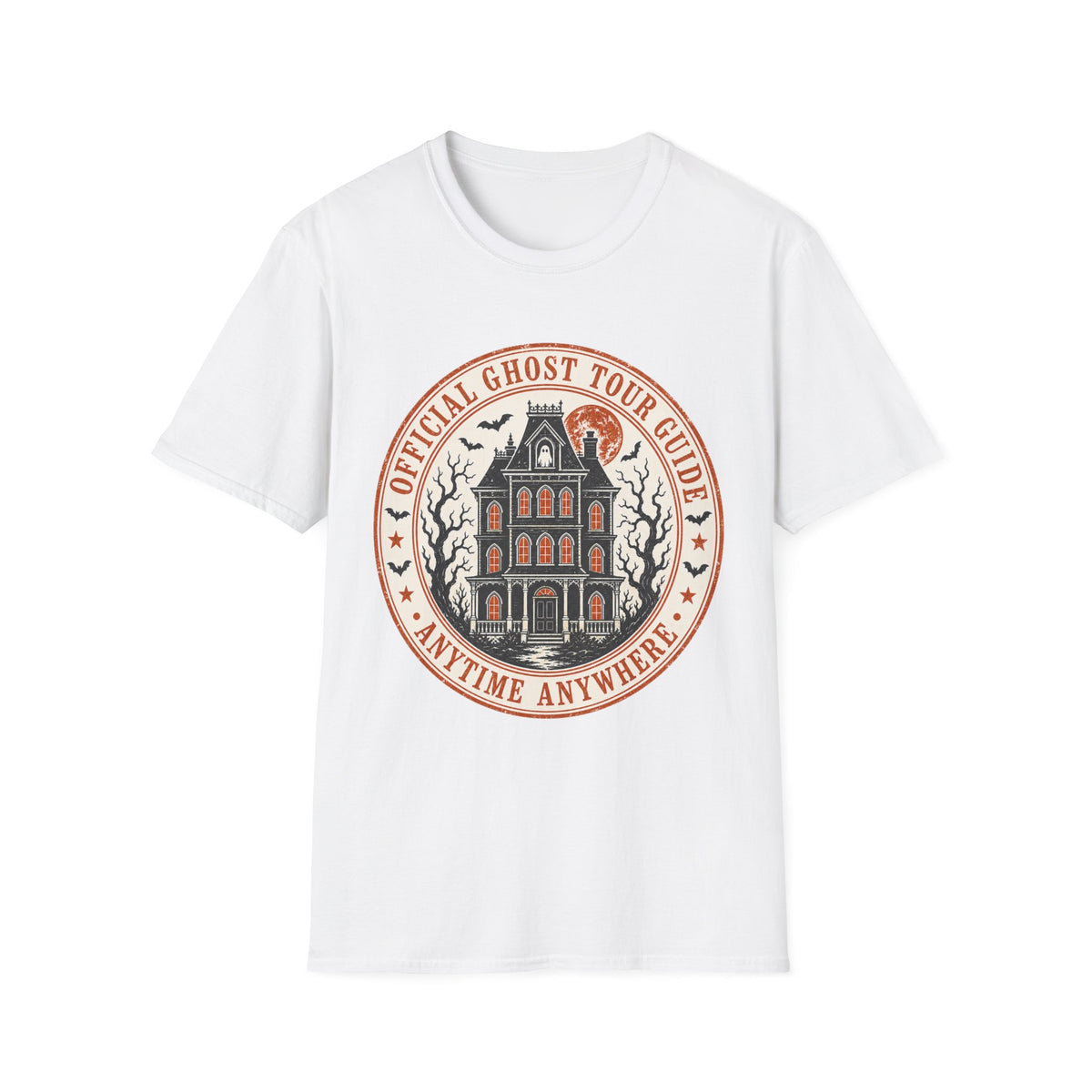 Retro Haunted Tour Guide Badge T-Shirt — Retro badge with Manor Design
