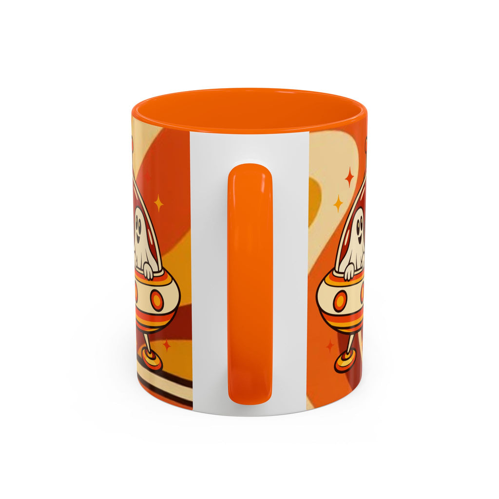 Retro Alien Friends Coffee Mug — Cute UFO, Alien, Bigfoot & Ghost Accent Mug (11/15oz)