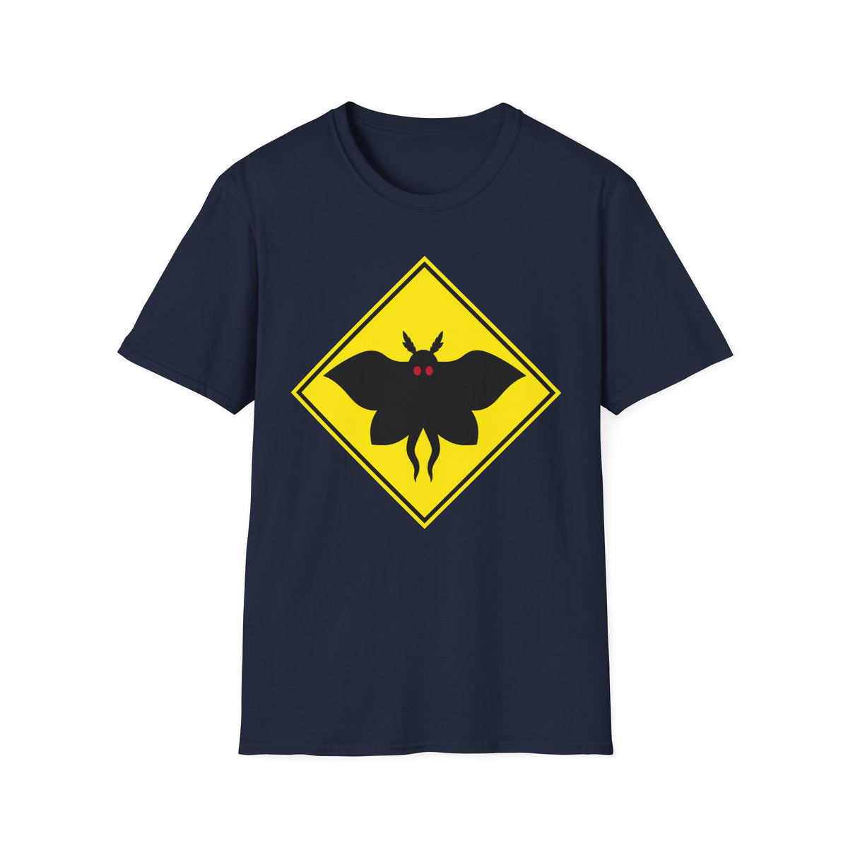 Mothman Crossing  T-Shirt ︱ Retro Yellow Warning Sign Tee
