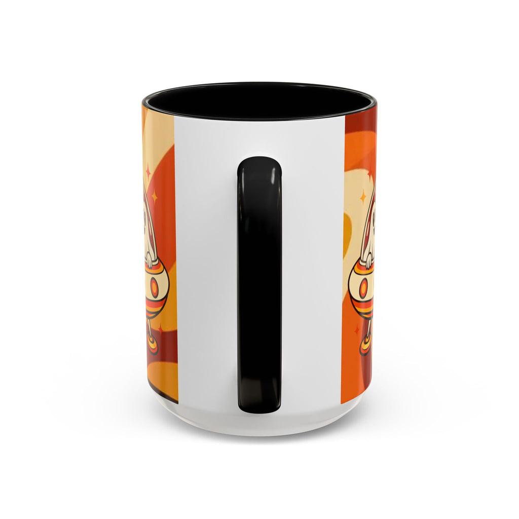Retro Alien Friends Coffee Mug — Cute UFO, Alien, Bigfoot & Ghost Accent Mug (11/15oz)