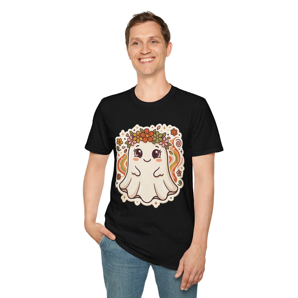 Cute Ghost Tee — Floral Flower Crown Kawaii Halloween Shirt
